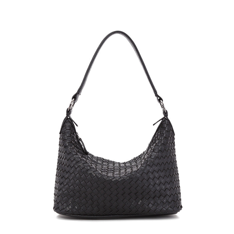 Woven Korean Style Women's Shoulder Messenger Bag showcasing its elegant design and spacious compartments.