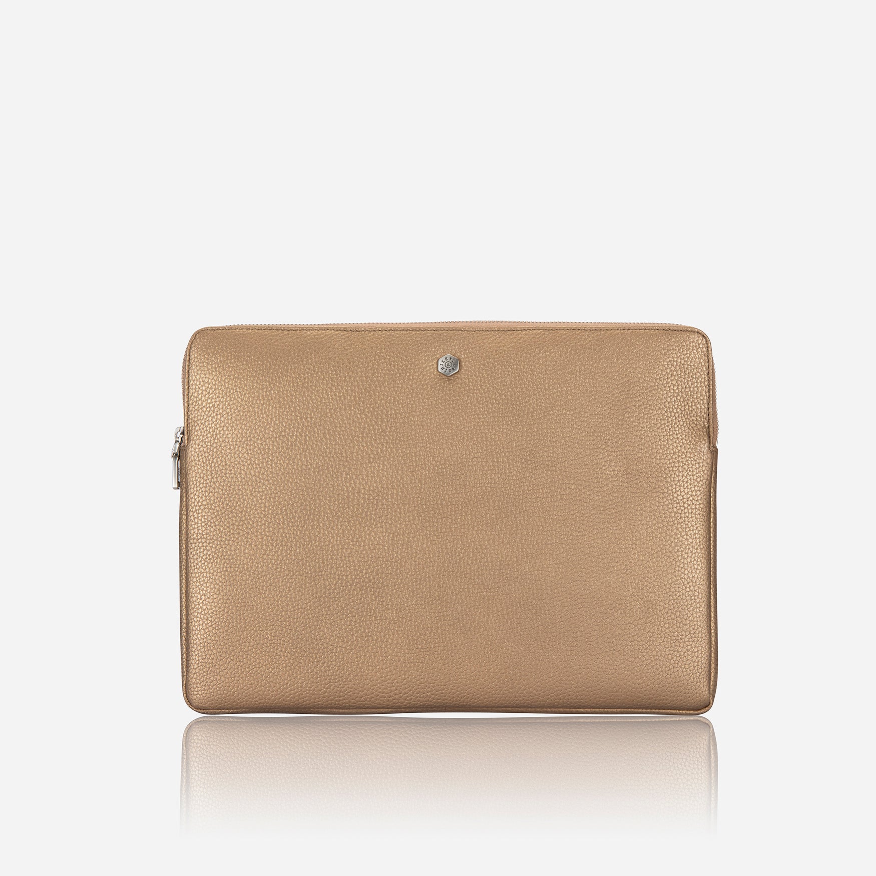 Bronze Zip Around Laptop Folder designed for 13-inch laptops with multiple compartments for organization.
