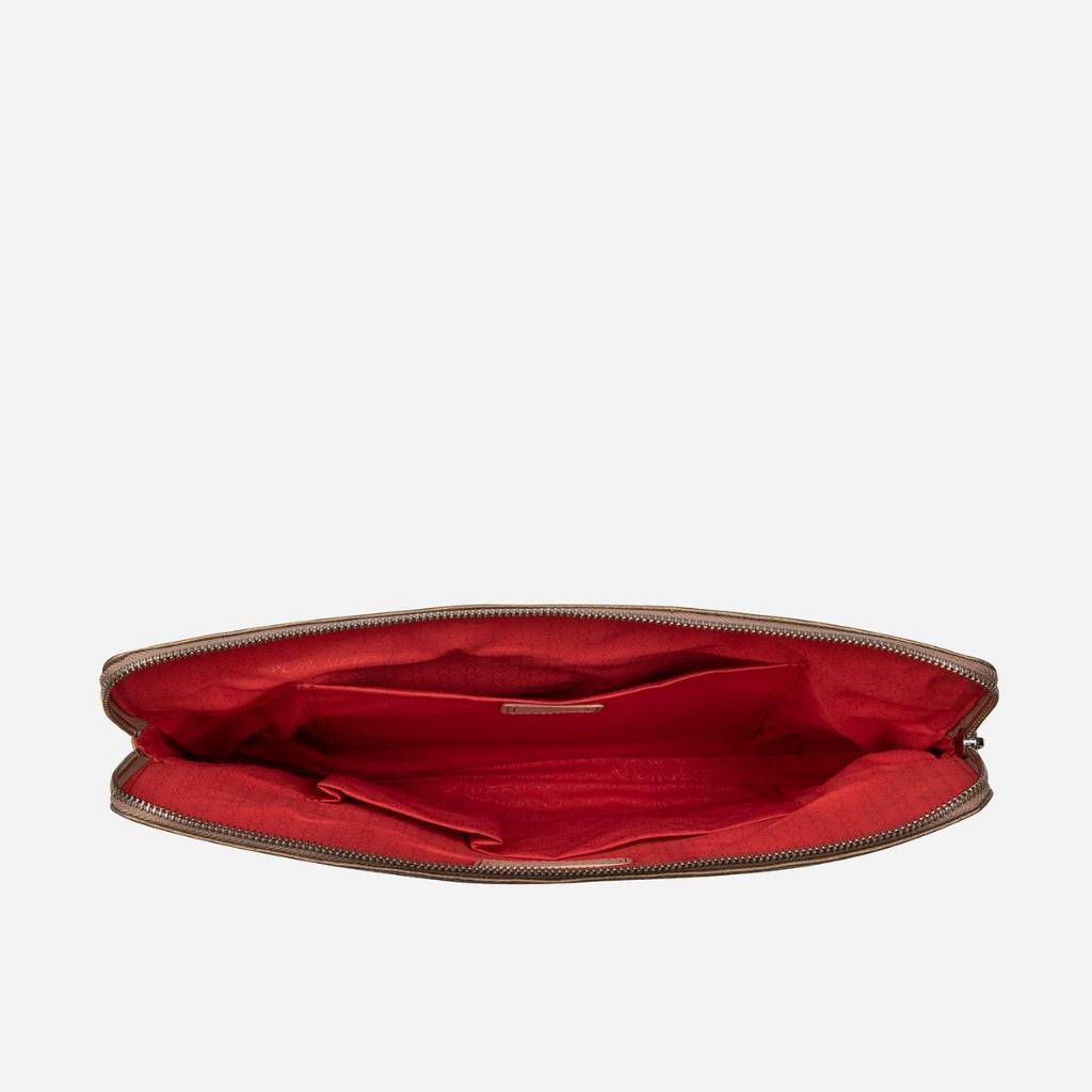 Bronze Zip Around Laptop Folder designed for 13-inch laptops with multiple compartments for organization.