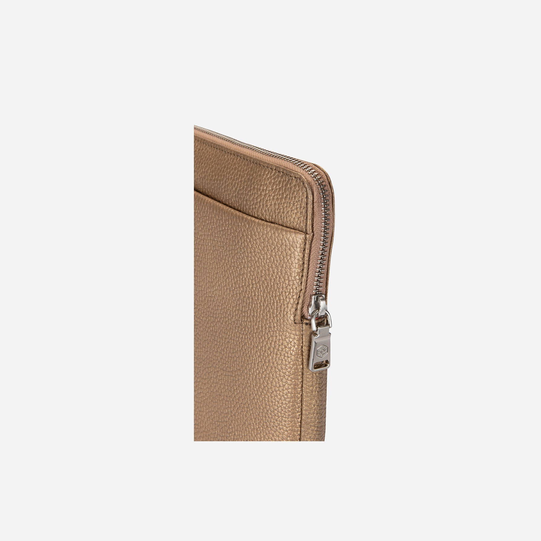 Bronze Zip Around Laptop Folder designed for 13-inch laptops with multiple compartments for organization.