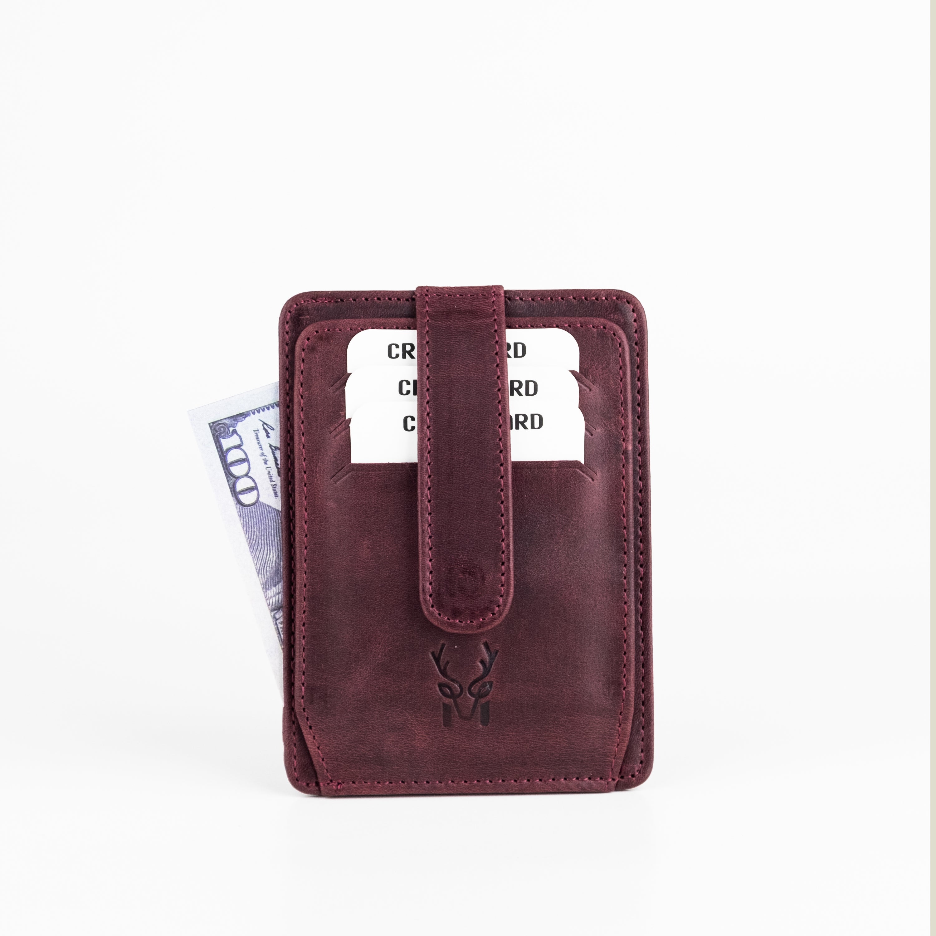 Zona Genuine Leather Card Holder showcasing its sleek design, ID window, and multiple card slots.