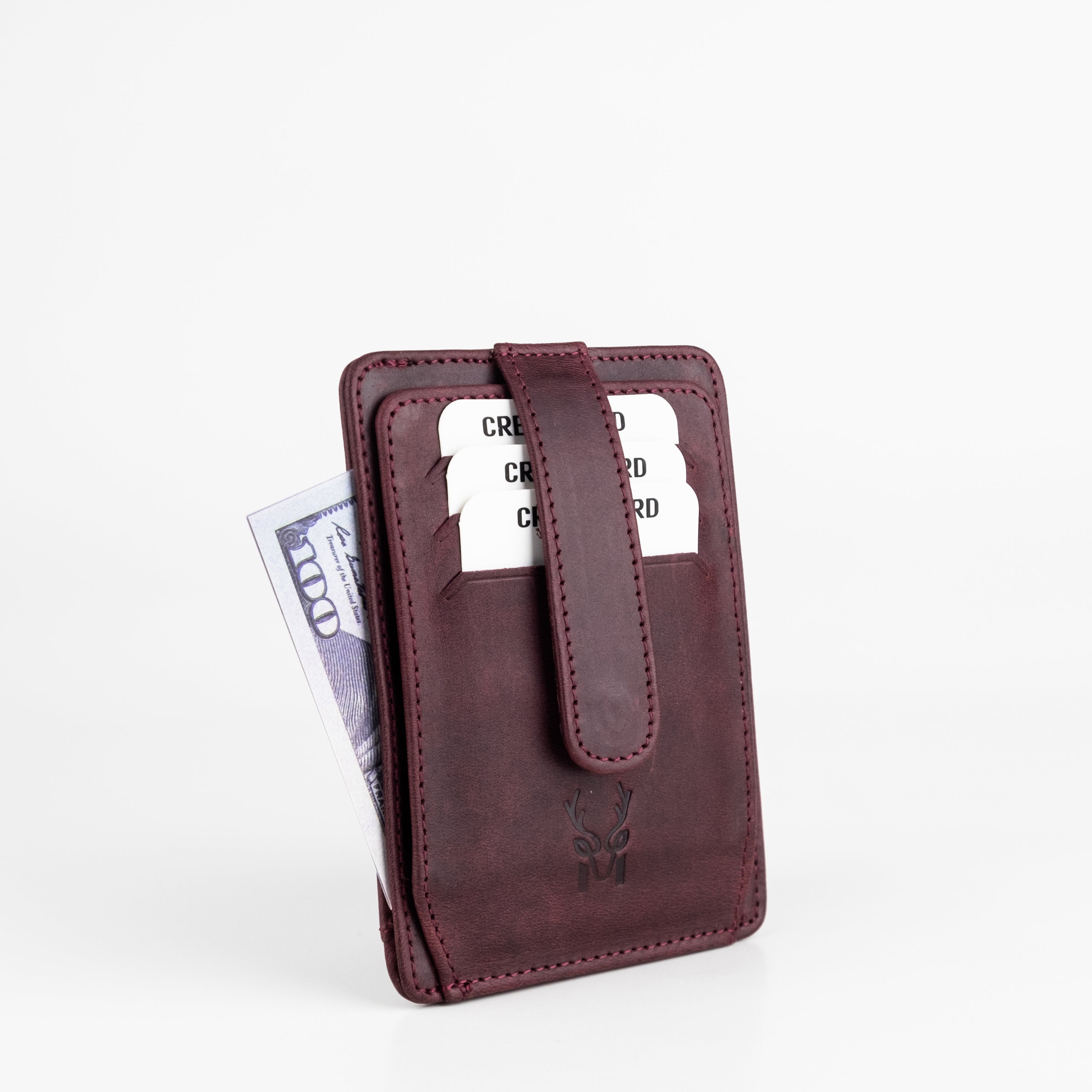 Zona Genuine Leather Card Holder showcasing its sleek design, ID window, and multiple card slots.