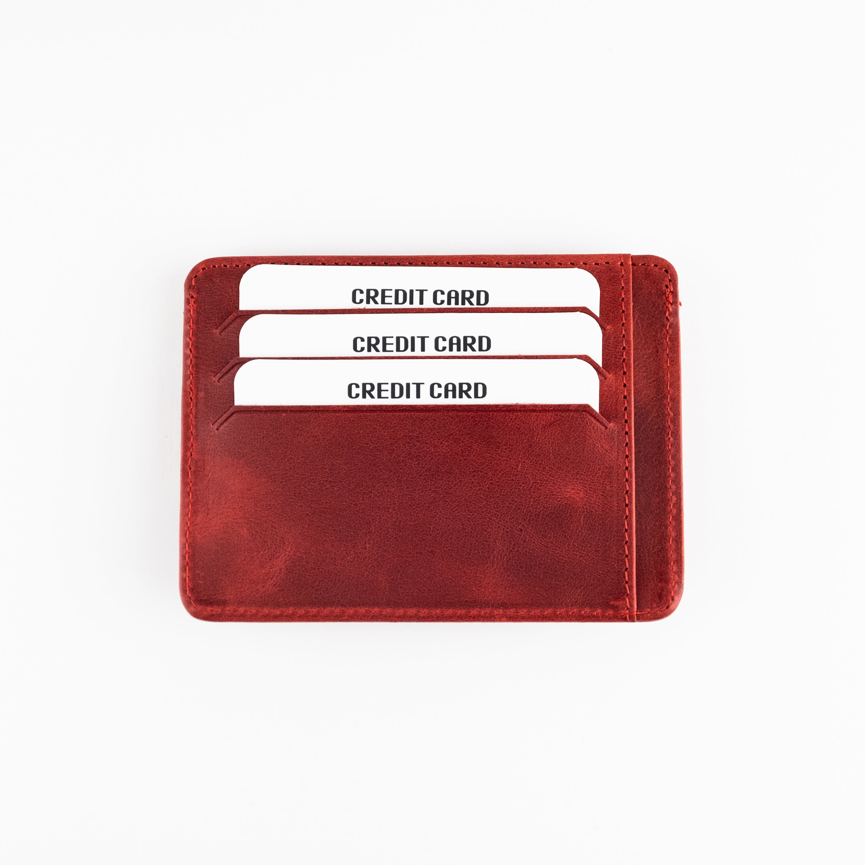 Zona Genuine Leather Card Holder showcasing its sleek design, ID window, and multiple card slots.