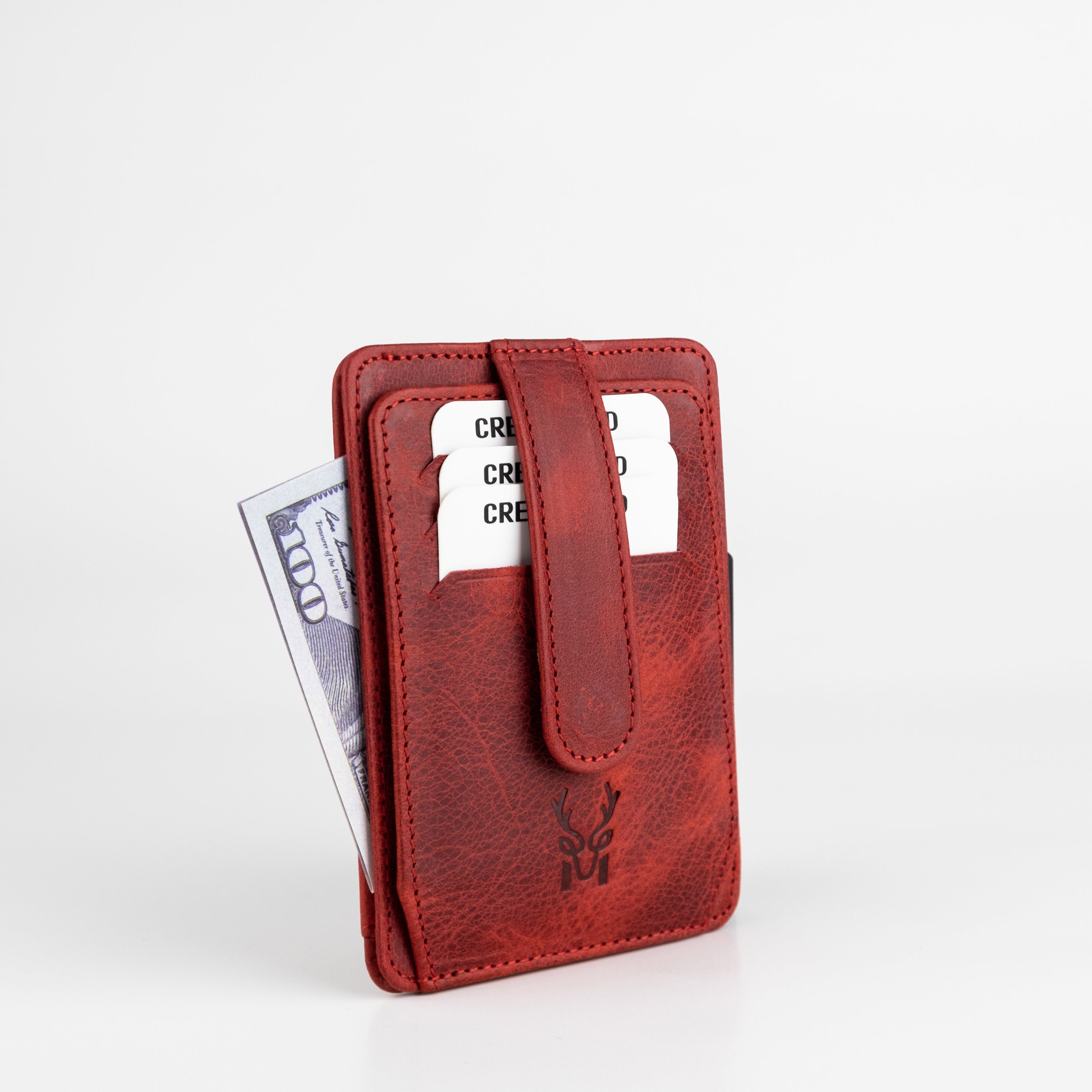 Zona Genuine Leather Card Holder showcasing its sleek design, ID window, and multiple card slots.