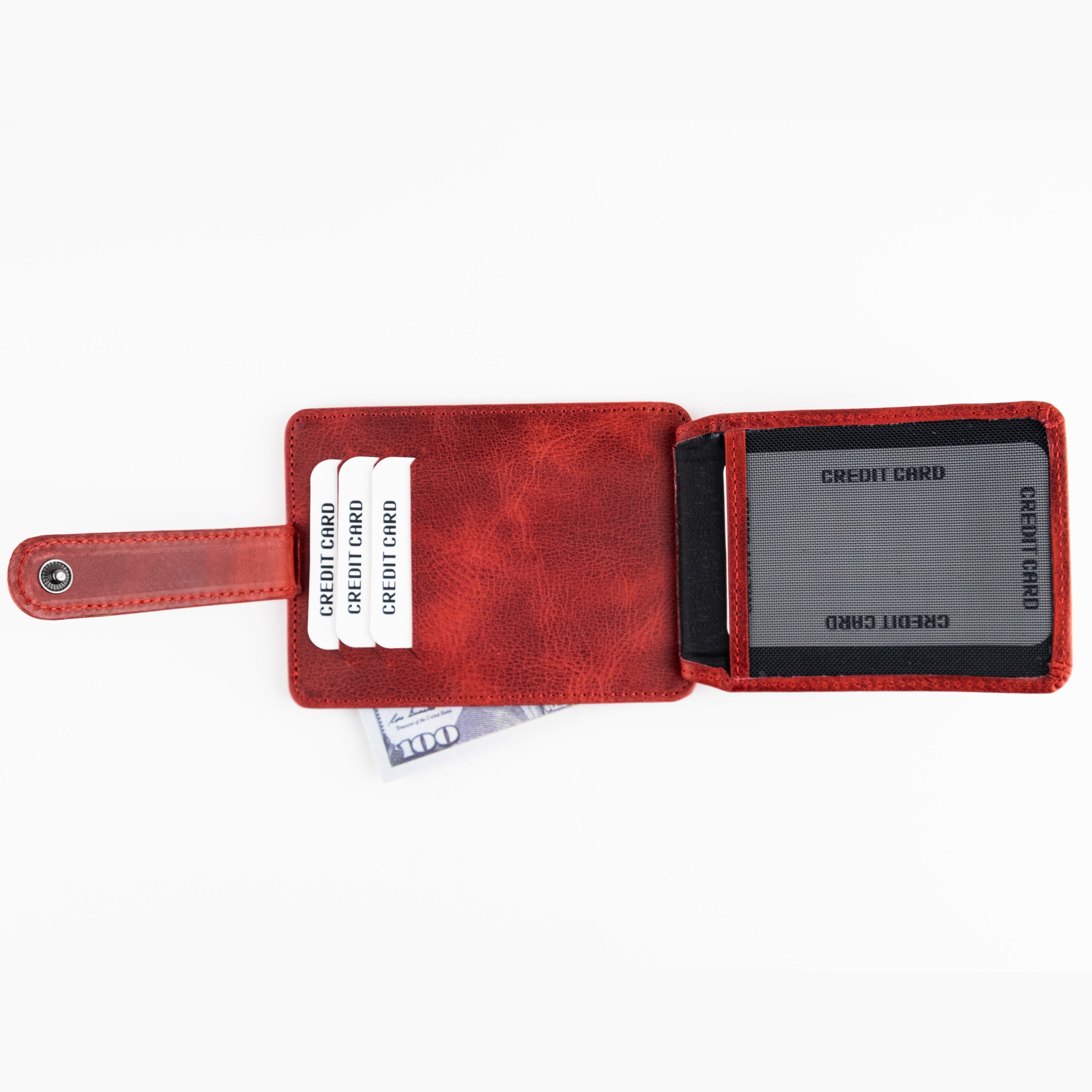 Zona Genuine Leather Card Holder showcasing its sleek design, ID window, and multiple card slots.