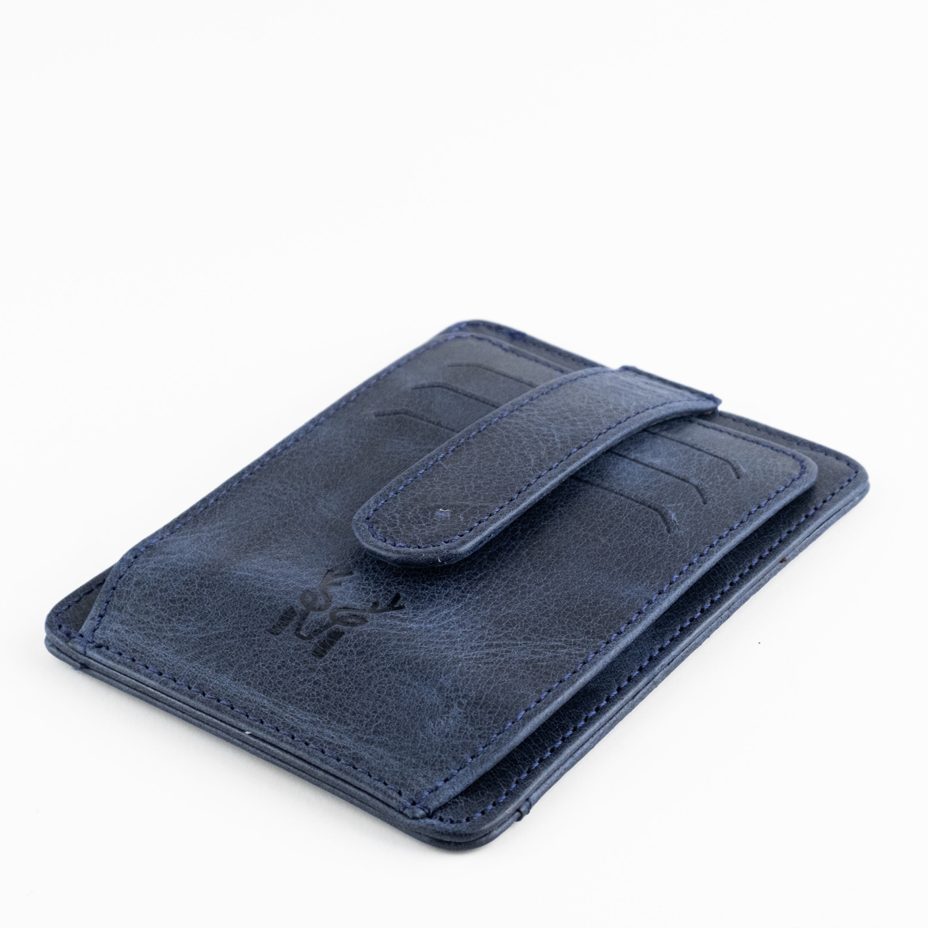 Zona Genuine Leather Card Holder showcasing its sleek design, ID window, and multiple card slots.