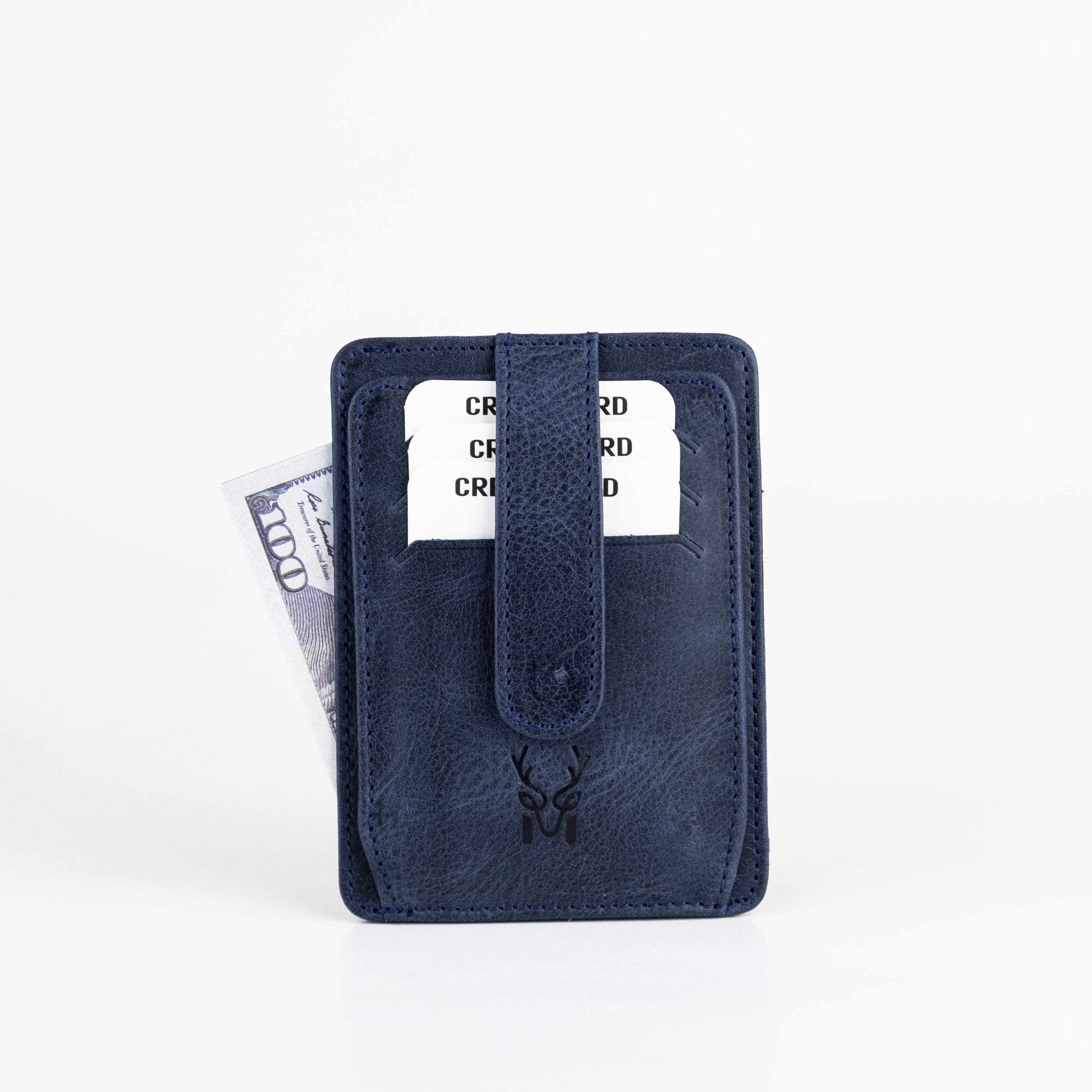 Zona Genuine Leather Card Holder showcasing its sleek design, ID window, and multiple card slots.