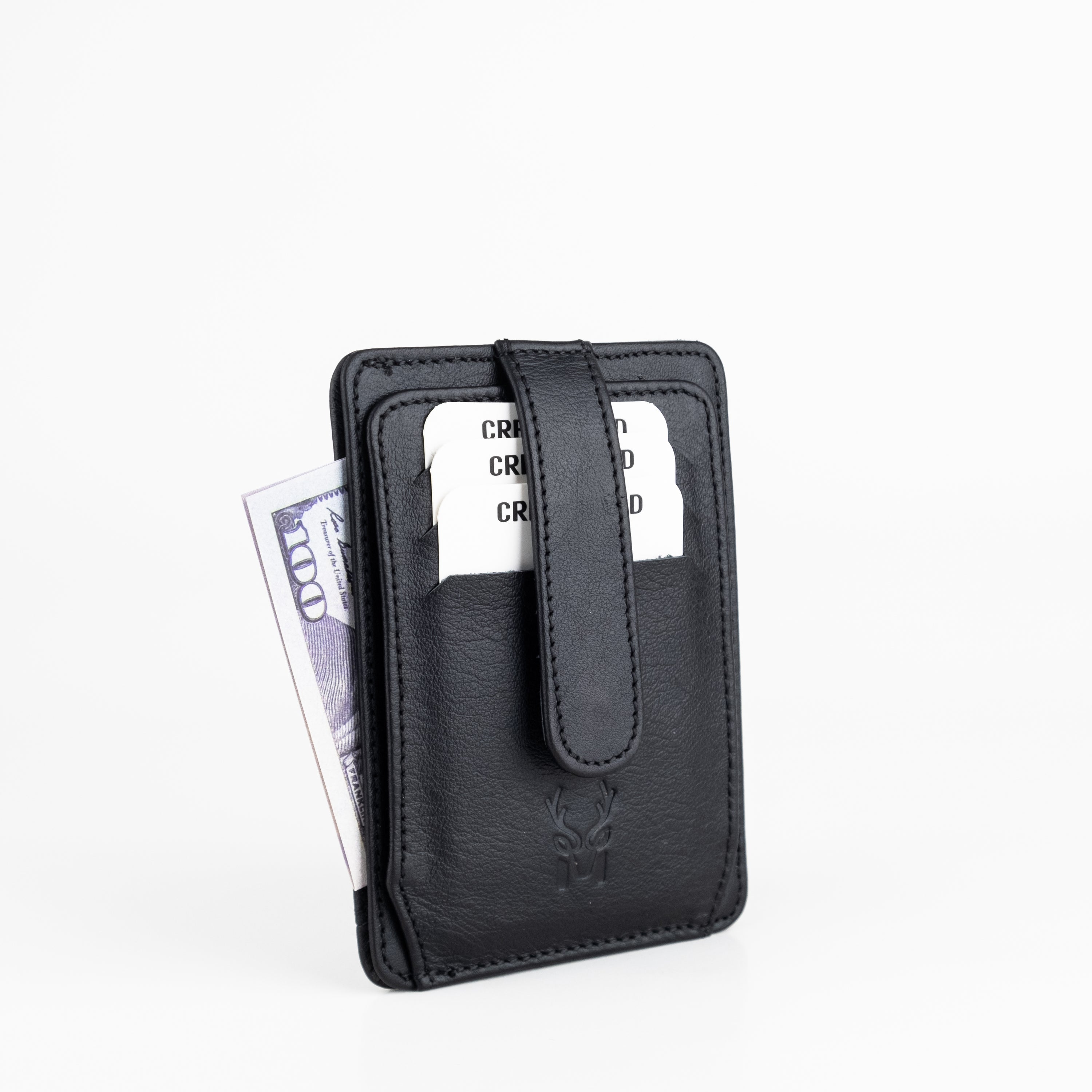 Zona Genuine Leather Card Holder showcasing its sleek design, ID window, and multiple card slots.