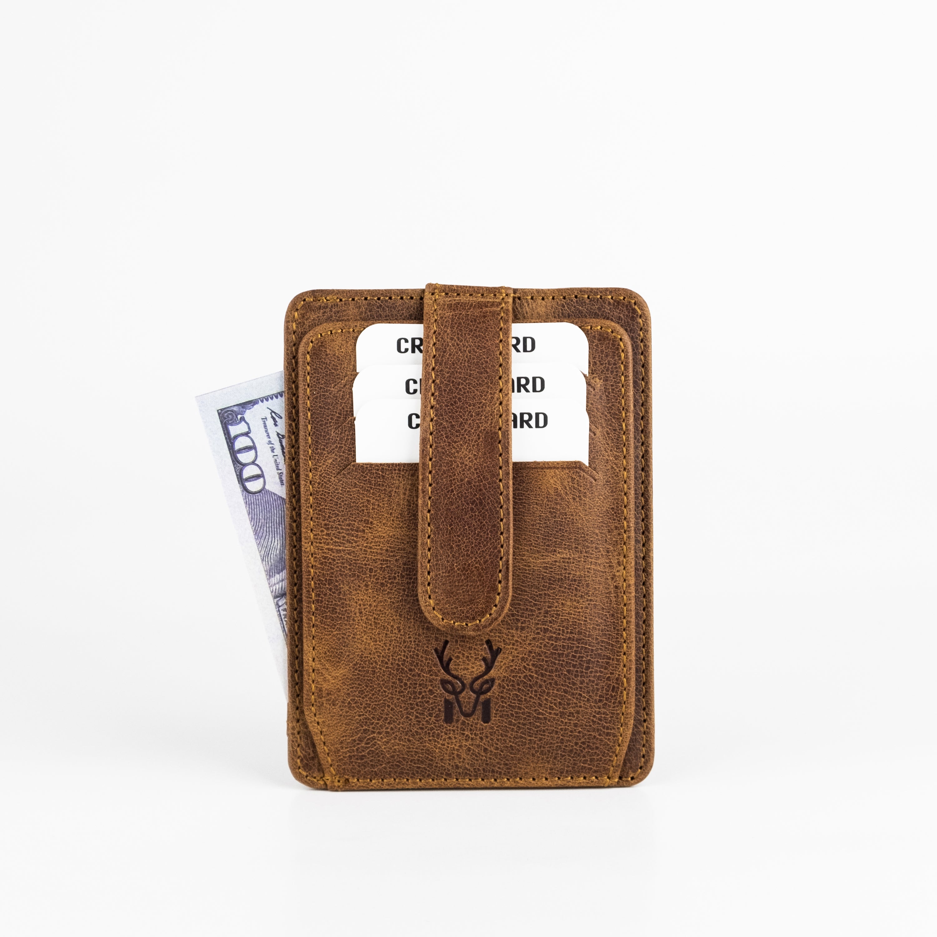 Zona Genuine Leather Card Holder showcasing its sleek design, ID window, and multiple card slots.