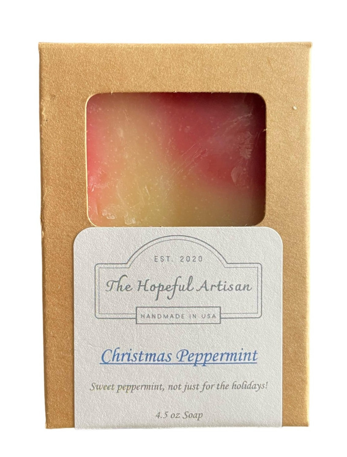 A beautifully packaged Christmas Peppermint product featuring a sweet peppermint fragrance, ideal for skincare and gifting.