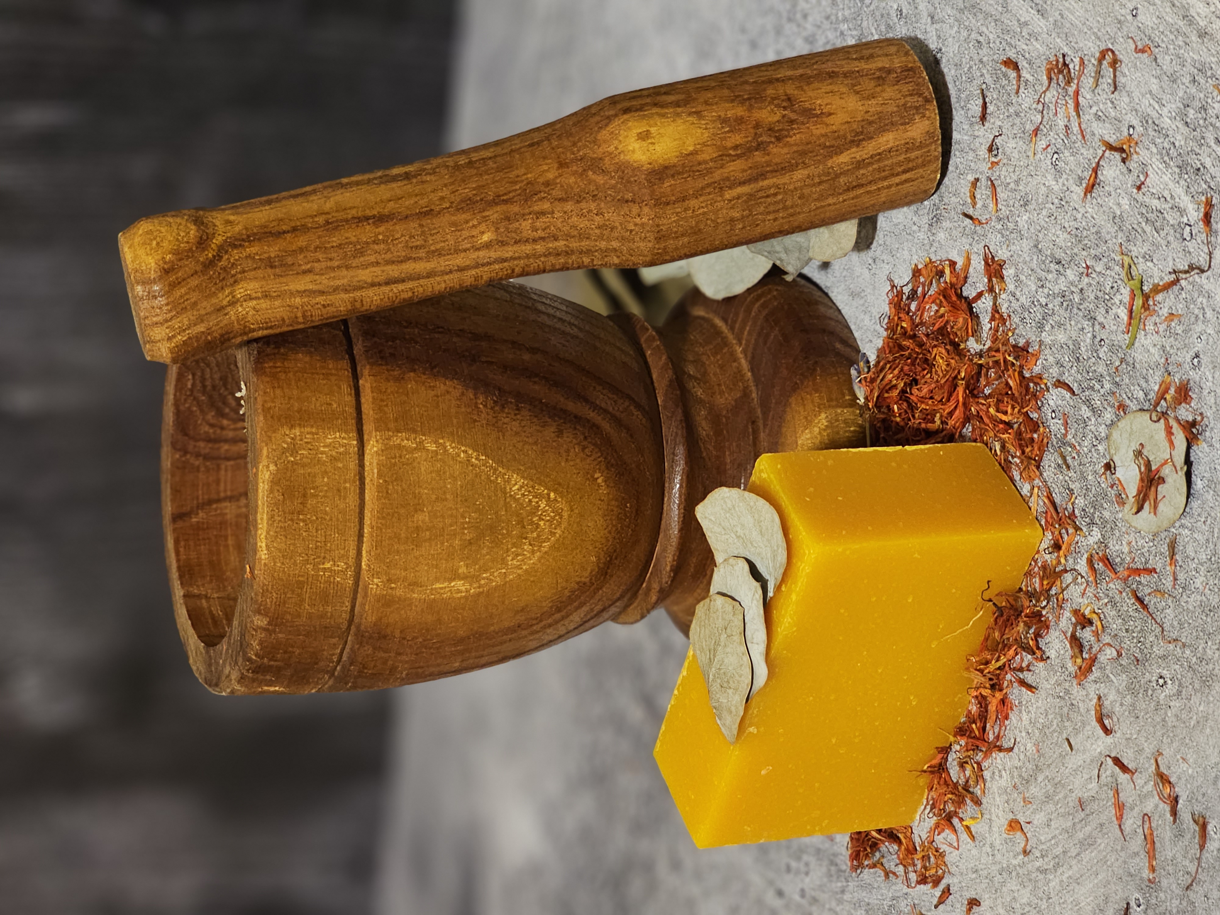 Citrus Lavender Soap bar with vibrant colors and natural ingredients, showcasing its organic and vegan qualities.