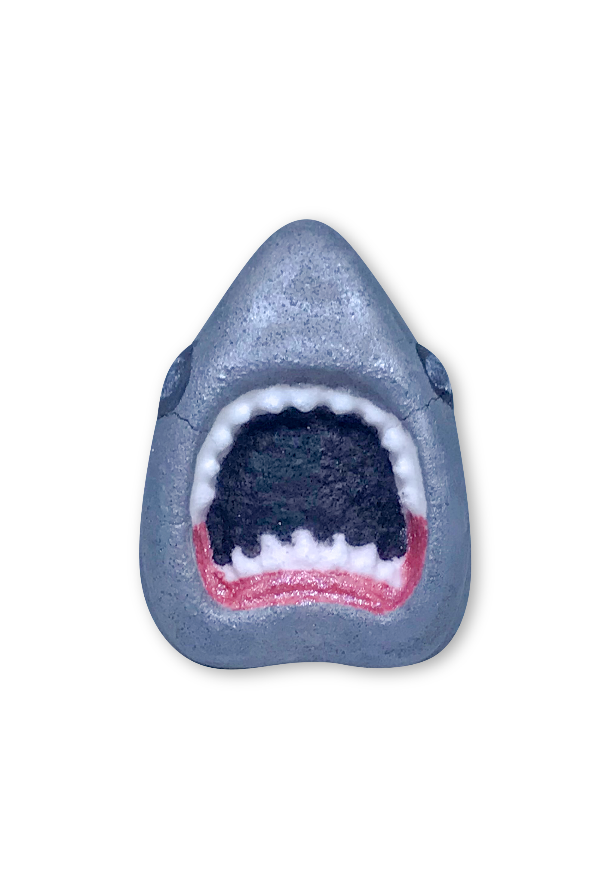 Deep End Shark Kids Bath Bomb in vibrant blood red color with black cherry scent, designed for fun and skin nourishment.