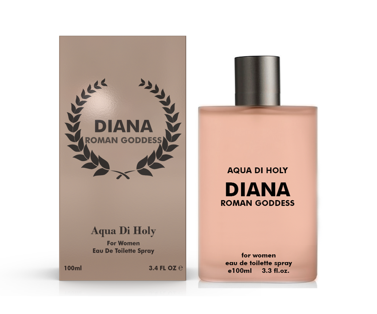 Diana Perfume for Women by Aqua Di Holy, 100ml Eau De Toilette Spray, elegantly designed bottle with floral accents.