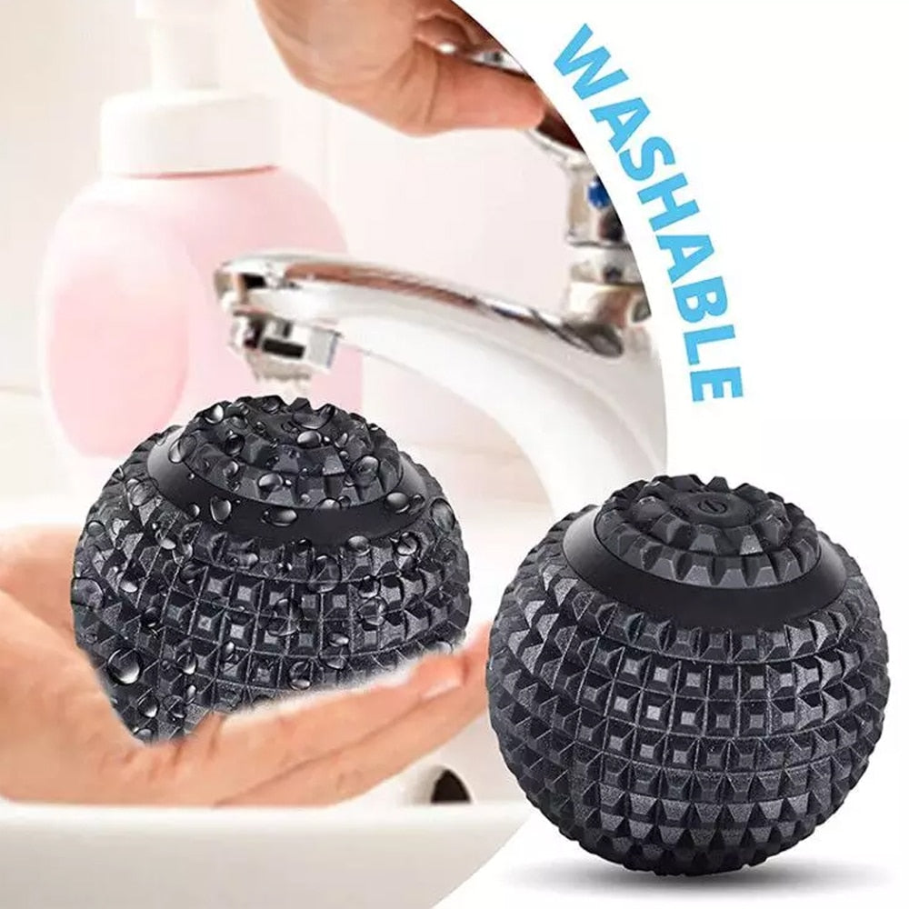Electric Vibrating Massage Ball designed for foot pain relief and muscle recovery, featuring a sleek waterproof design and USB charging capability.