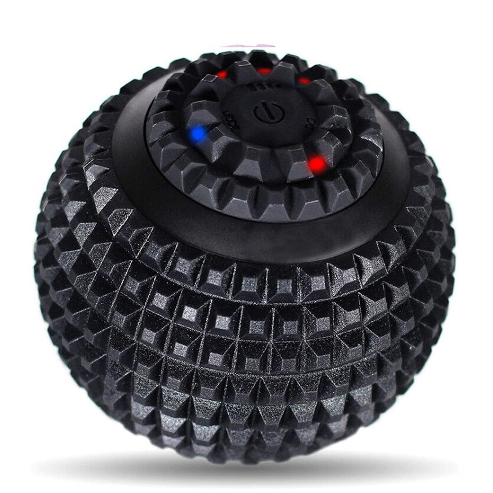 Electric Vibrating Massage Ball designed for foot pain relief and muscle recovery, featuring a sleek waterproof design and USB charging capability.