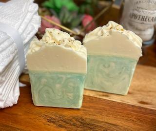 Lemongrass Soap with Soap Icing, showcasing its vibrant colors and creamy texture, perfect for a refreshing cleanse.