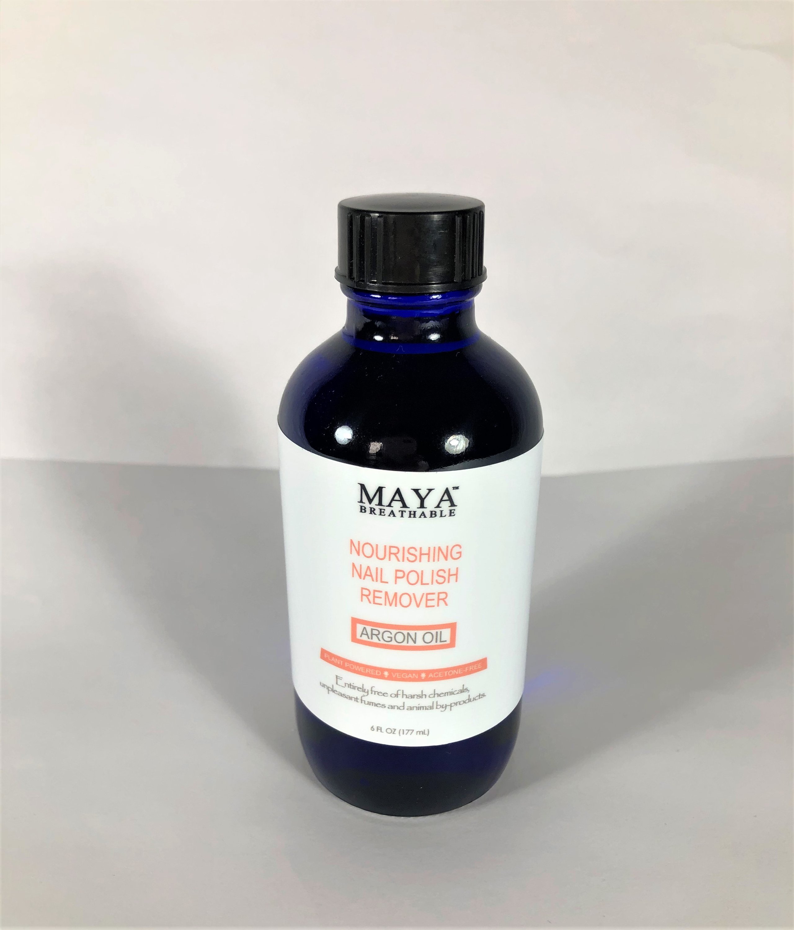 Natural Nail Polish Remover with Argan Oil in a 6 FL OZ bottle, featuring a pump action dispenser for easy use.