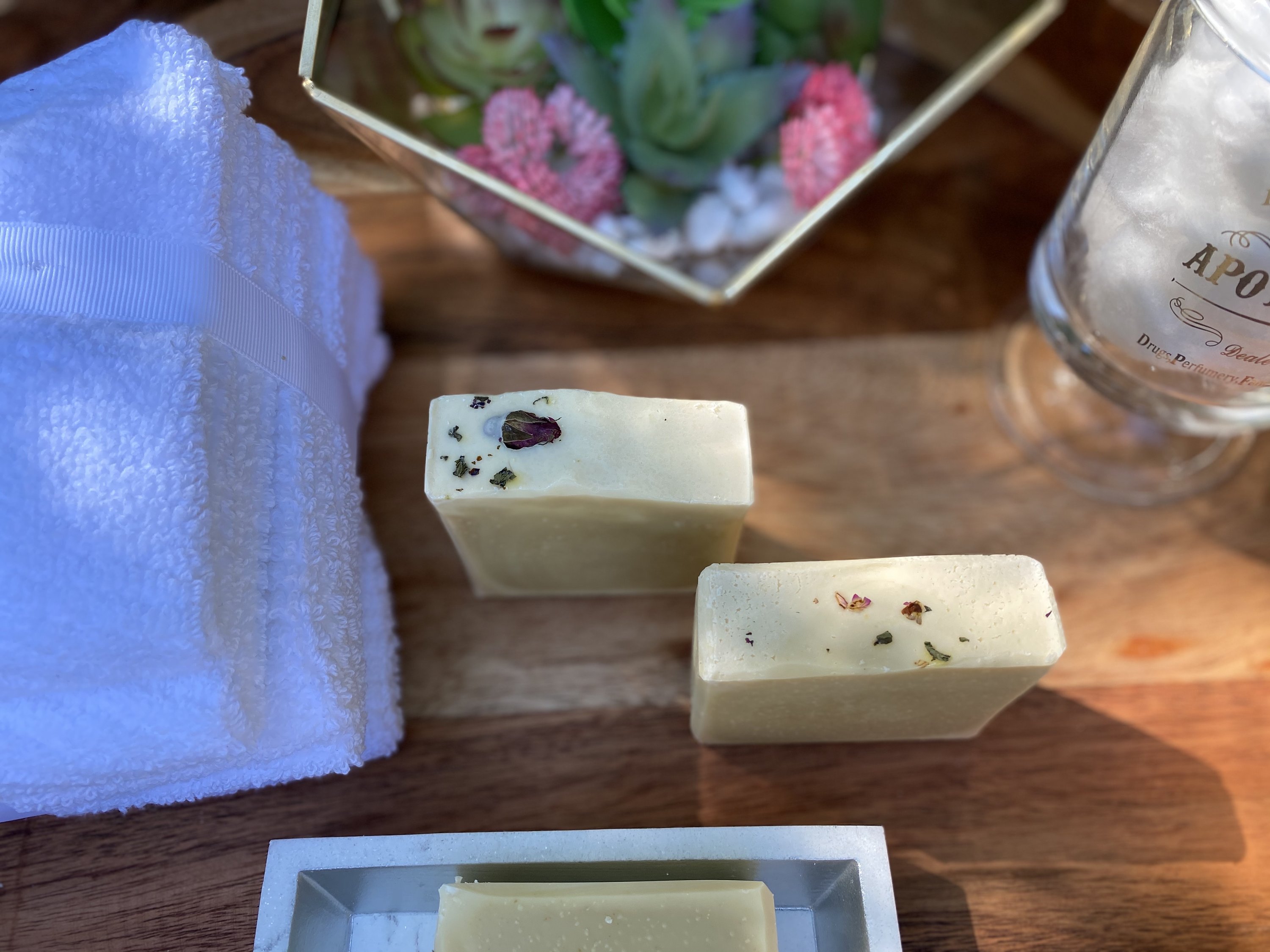 Organic Soap with Rosemary Essential Oil, featuring a creamy texture and natural colors, perfect for nourishing skin.