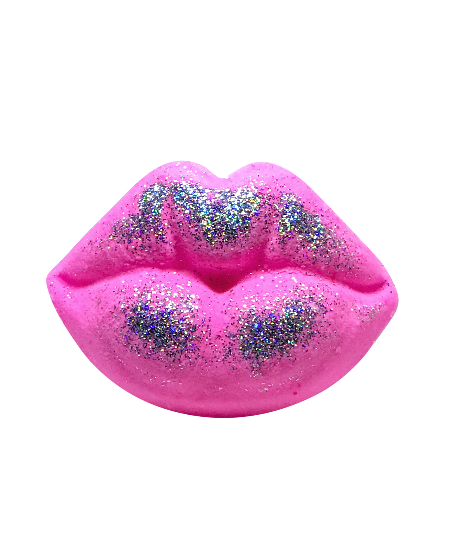 Roxanne Glam Lips Bath Bomb in vibrant colors with biodegradable glitter, showcasing its fruity scent and eco-friendly design.