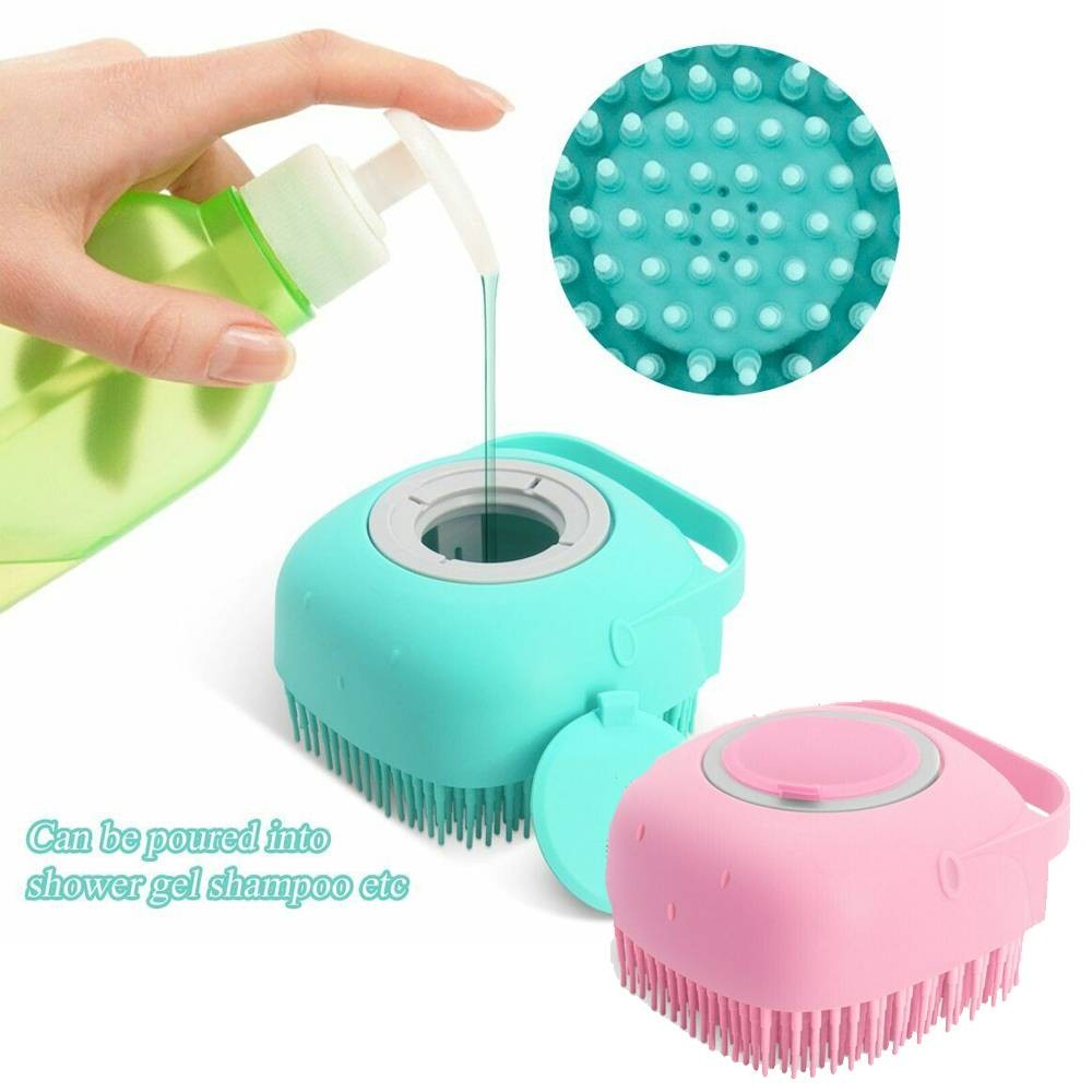 Silicond Bath Body Brush with dispenser, featuring soft bristles for gentle exfoliation and massage, suitable for all ages and pets.