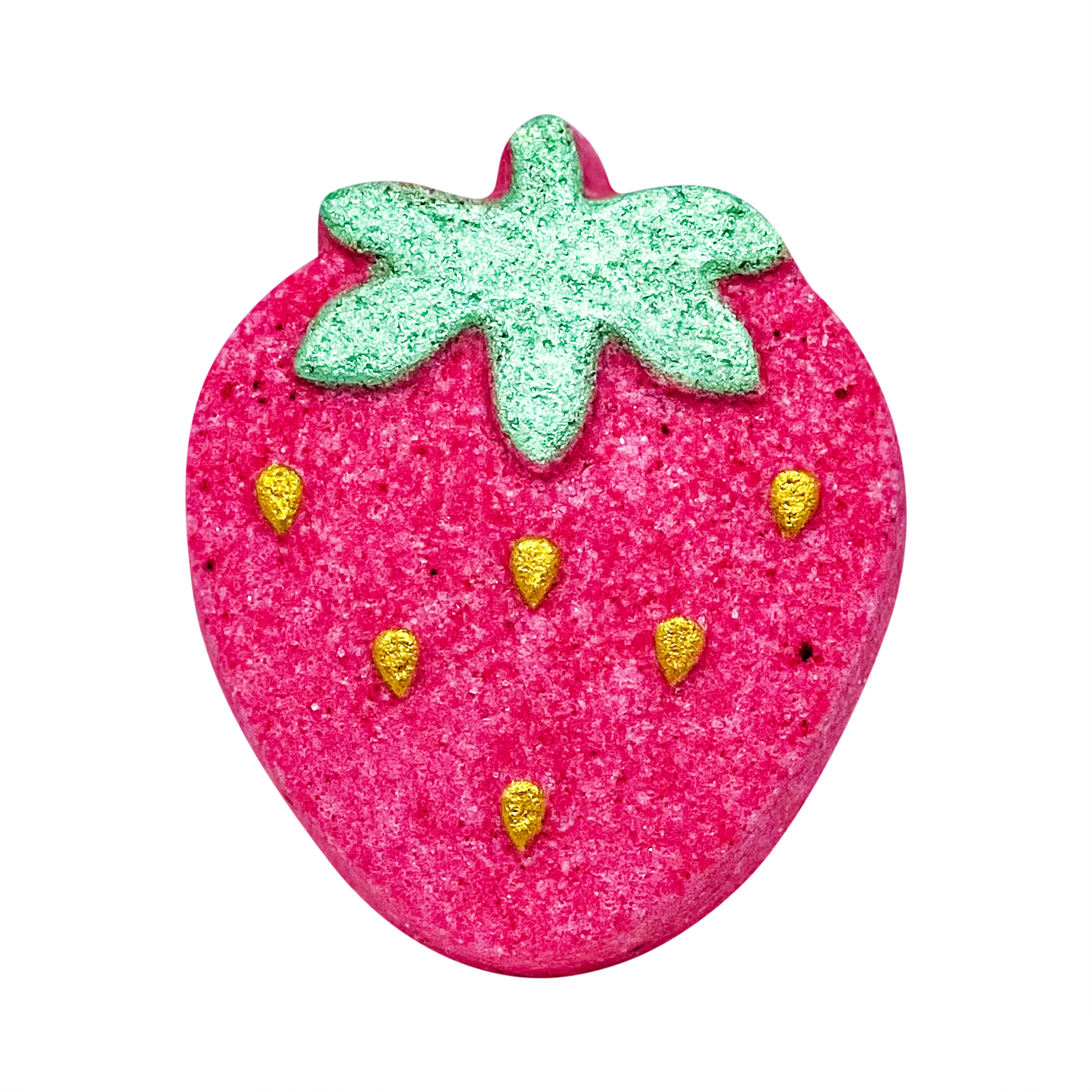 Strawberry Fields Strawberry Spring Bath Bomb with vibrant colors and eco-friendly packaging, showcasing its fruity scent and hydrating properties.