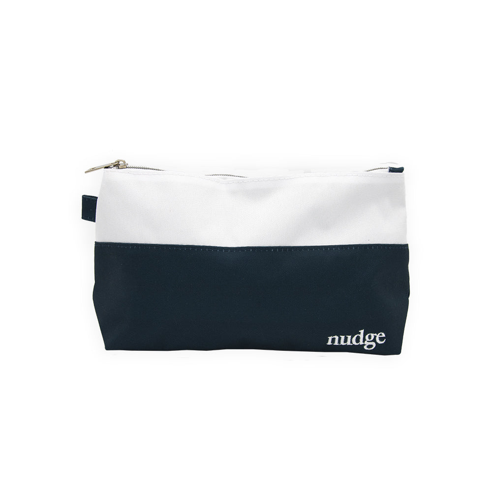 A stylish and durable washable travel pouch designed for oral care products, featuring a compact and lightweight design suitable for travel.