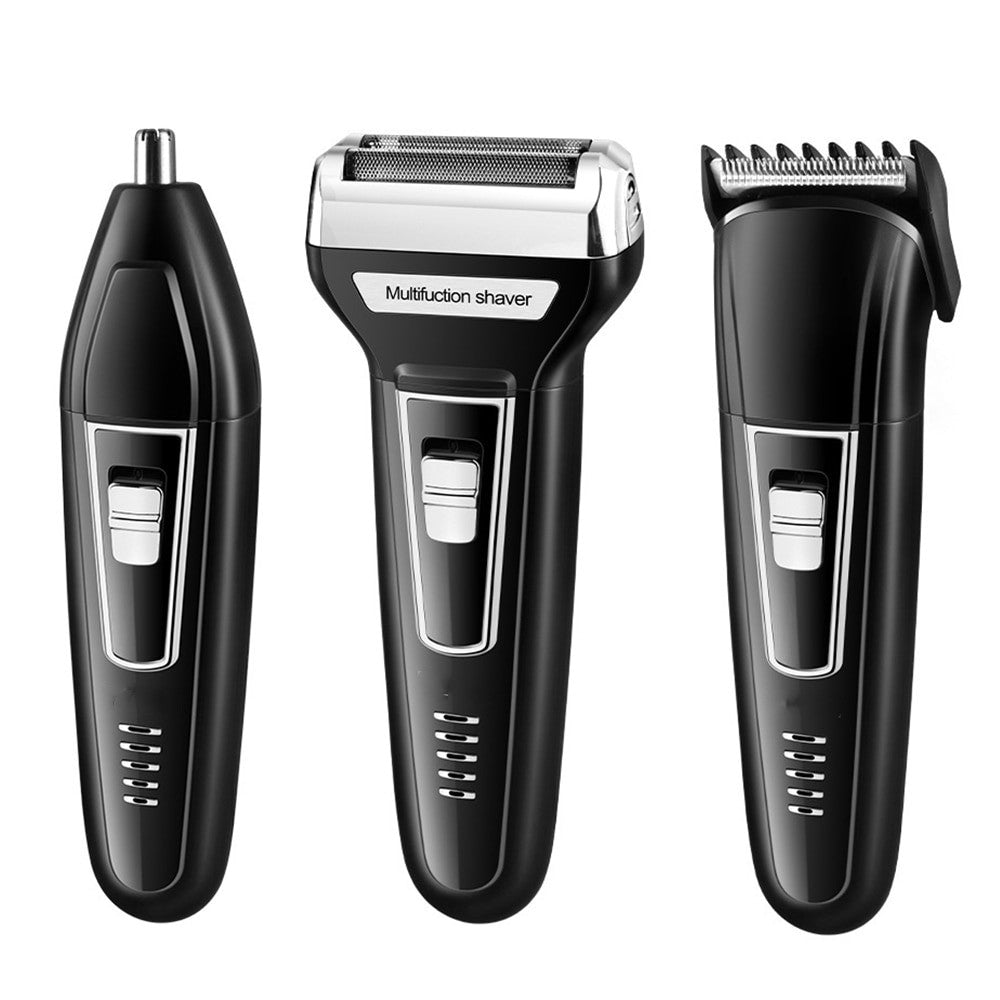 3In1 Kit Electric Shaver Beard Trimmer Shaving Machine for Men, featuring stainless steel blades and a waterproof design for easy cleaning.