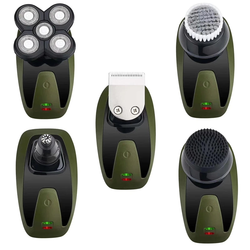 5in1 Grooming Kit Electric Shaver for Men, featuring multiple grooming attachments including a shaver, nose trimmer, and hair trimmer.