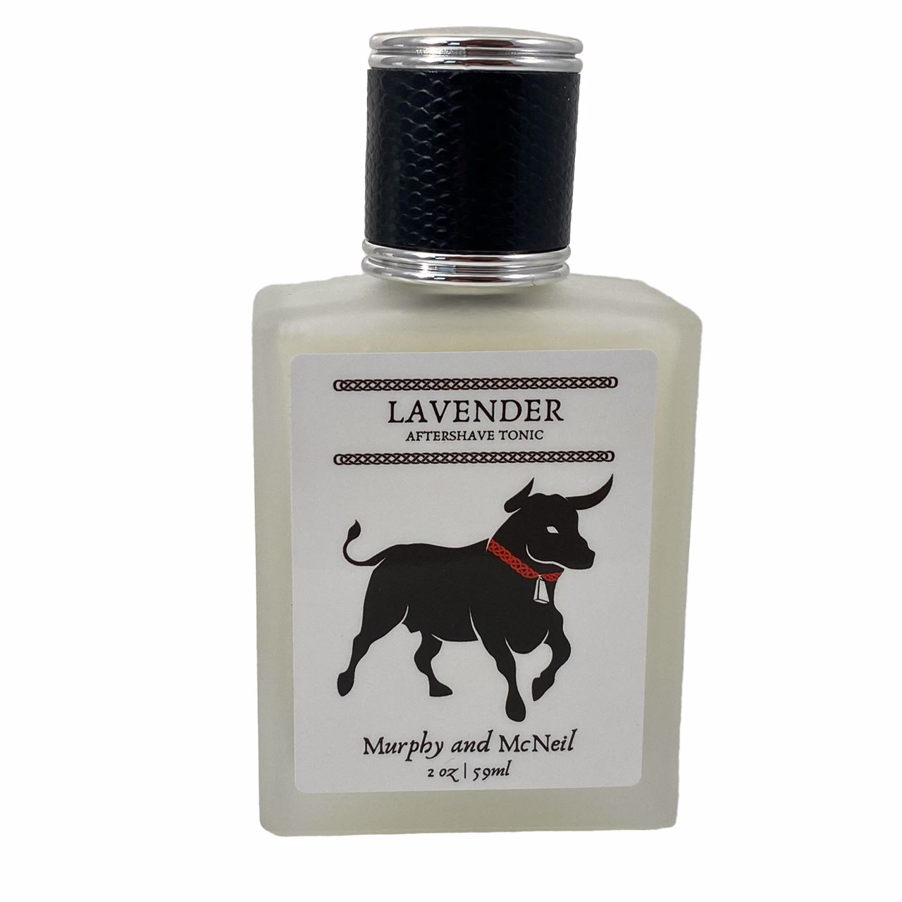 Bottle of Lavender Aftershave Tonic from Bull and Bell Series by Murphy and McNeil, featuring a sleek design and lavender scent.