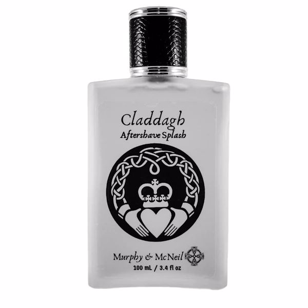 Claddagh Aftershave Splash by Murphy and McNeil, featuring a bottle with elegant design and label, symbolizing love, loyalty, and friendship.