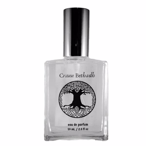 Crann Bethadh Eau de Parfum bottle by Murphy and McNeil, featuring a sleek design and nature-inspired label.