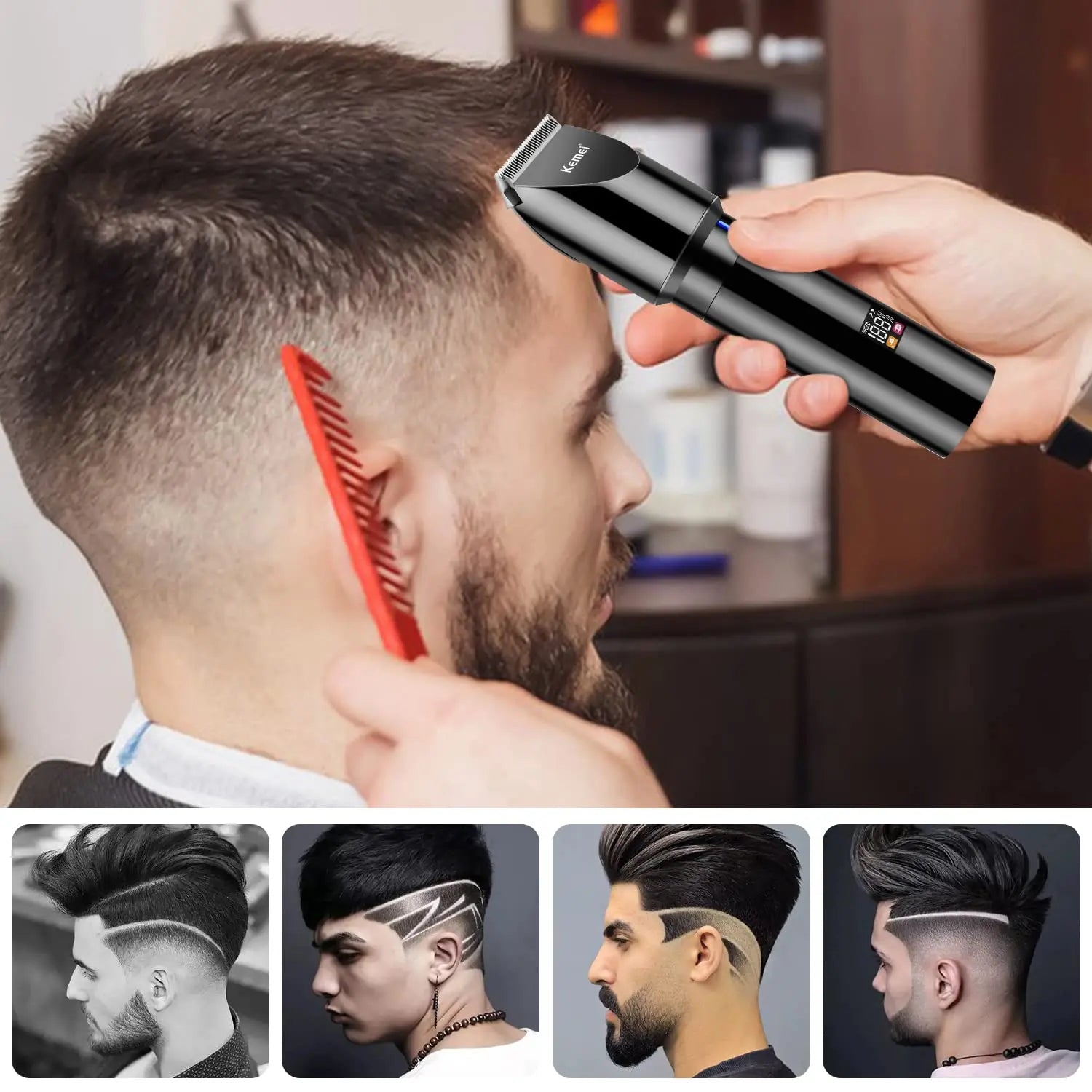 Electric Hair Clipper Machine designed for kids, featuring adjustable blades and a rechargeable battery, perfect for home haircuts.