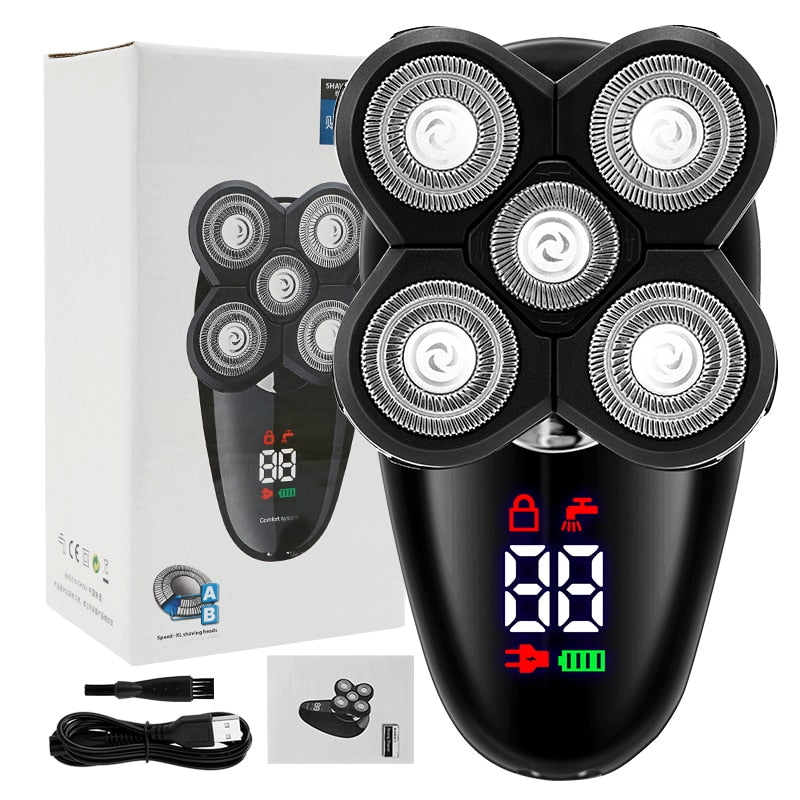 Electric Razor for Men with LED Display, ergonomic design, and removable shaving head for easy cleaning.