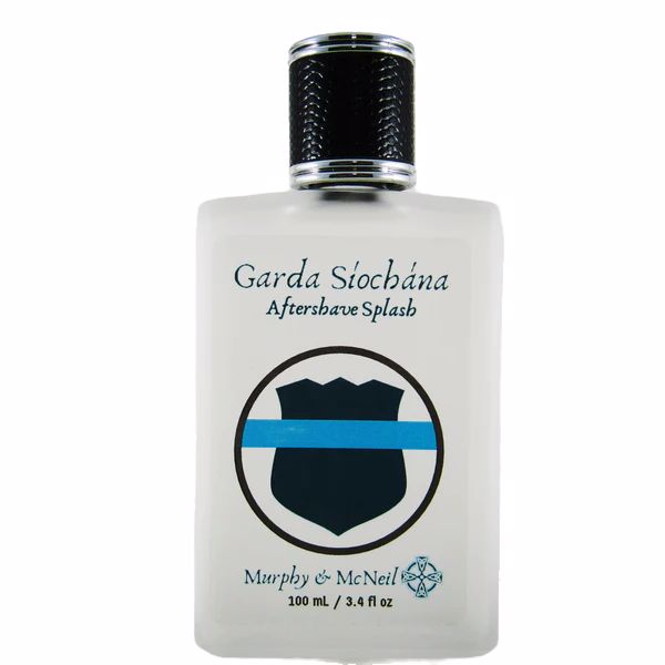 Garda Siochana Aftershave Splash bottle with a refreshing citrus scent, symbolizing peacekeepers.