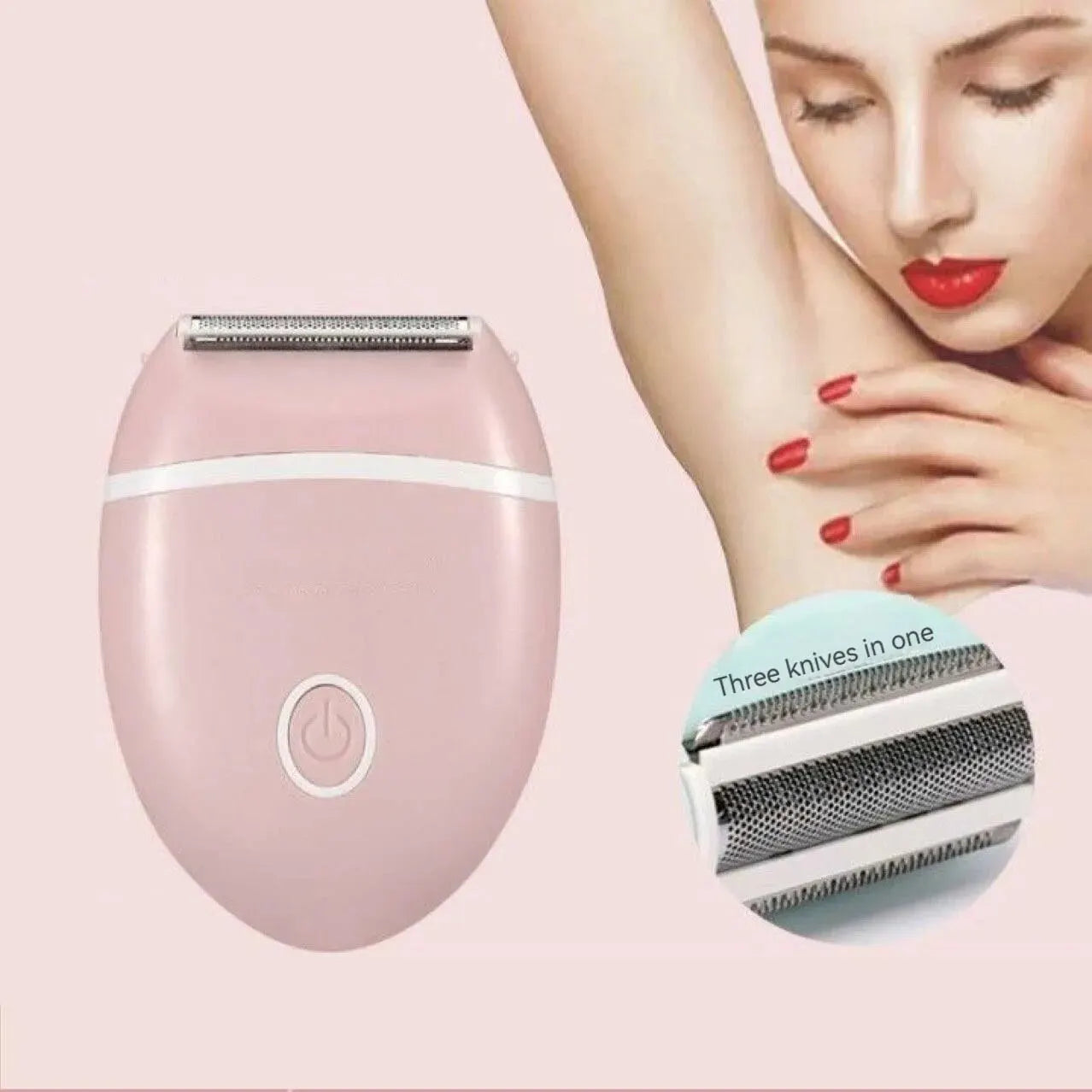 A sleek green hair removal machine trimmer designed for women, featuring a knife tip and waterproof design for whole body use.