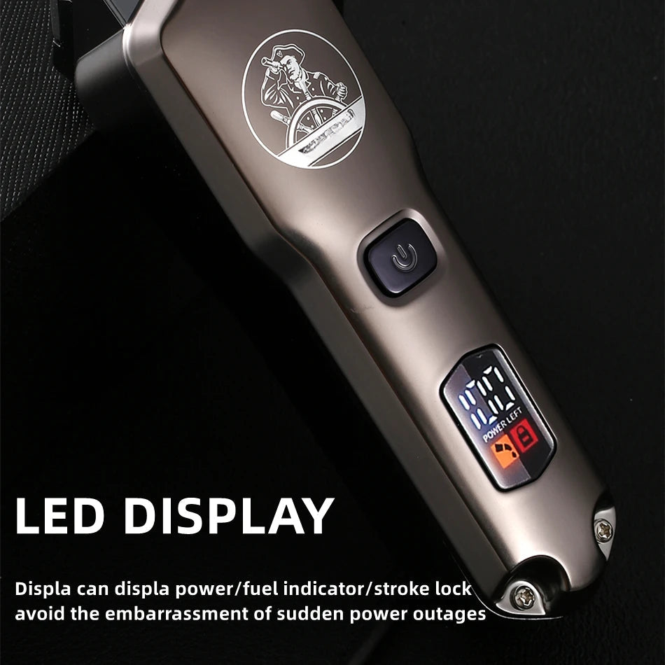 High-power Gradual Fader Hair Salon Two-piece Hair Clipper with LCD display and stainless steel blades, showcasing its ergonomic design and included accessories.