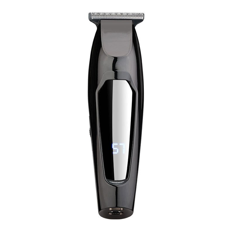 LCD Digital Display Rechargeable Hair Clipper with retro design, showcasing stainless steel blades and ergonomic body.