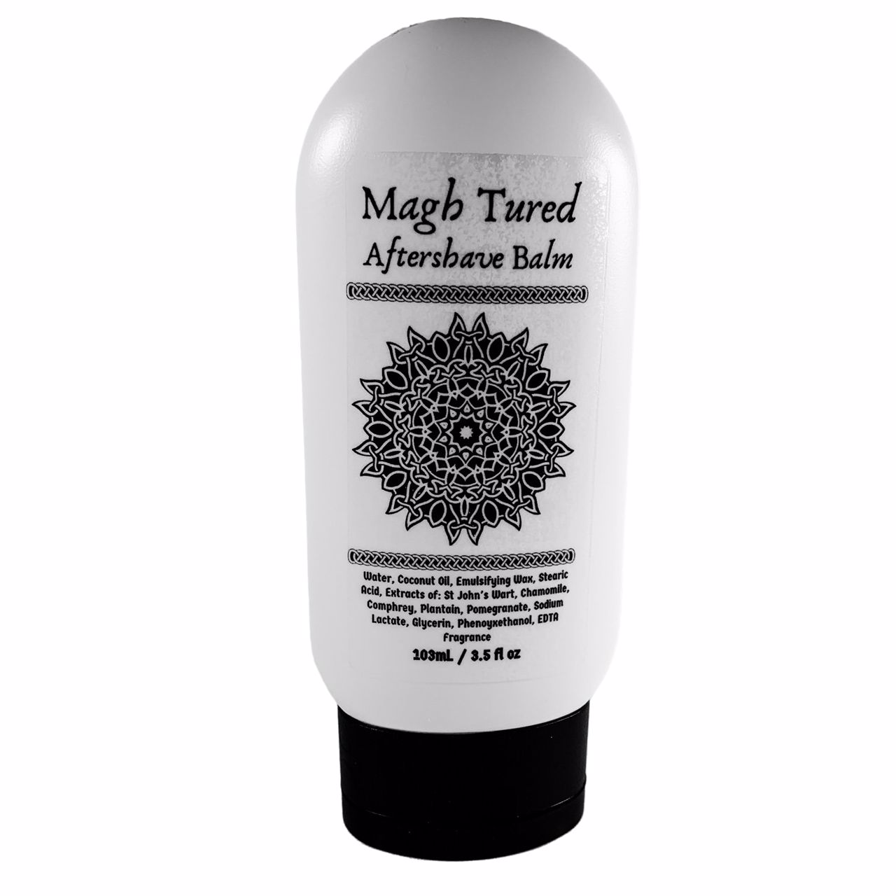 Magh Tured Aftershave Balm by Murphy and McNeil, featuring a sleek packaging design with earthy tones, symbolizing its connection to Irish mythology.