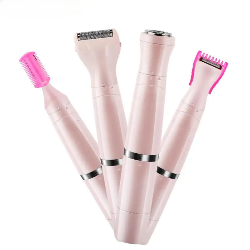 Multi-use Electric Epilator in pink and white, designed for painless hair removal on various body areas.
