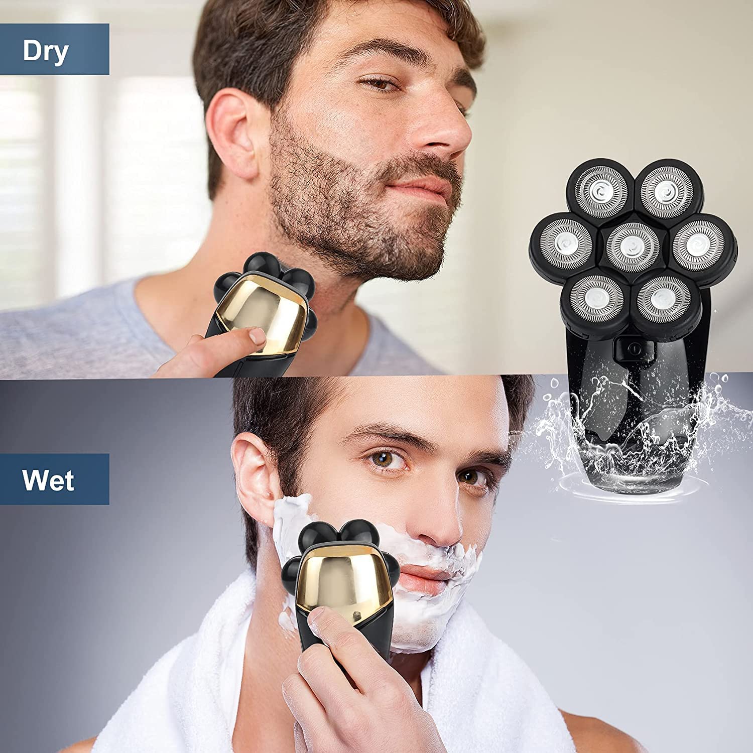 New Shaver For Men featuring a 7D independently floating head, showcasing its ergonomic design and USB charging capability.