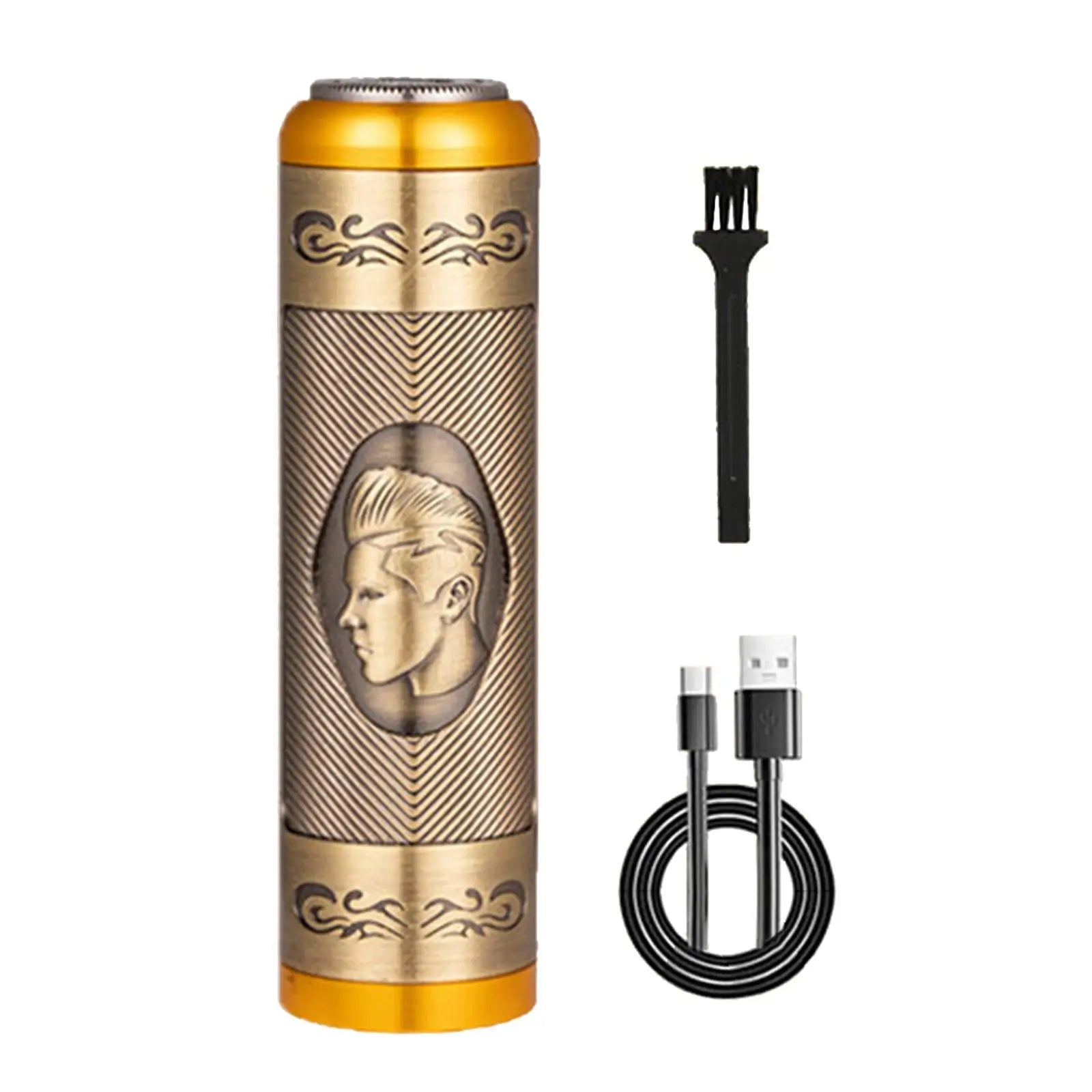 Portable Electric Grooming Facial Beard Trimmer with accessories including a cleaning brush and limit combs, designed for efficient grooming.