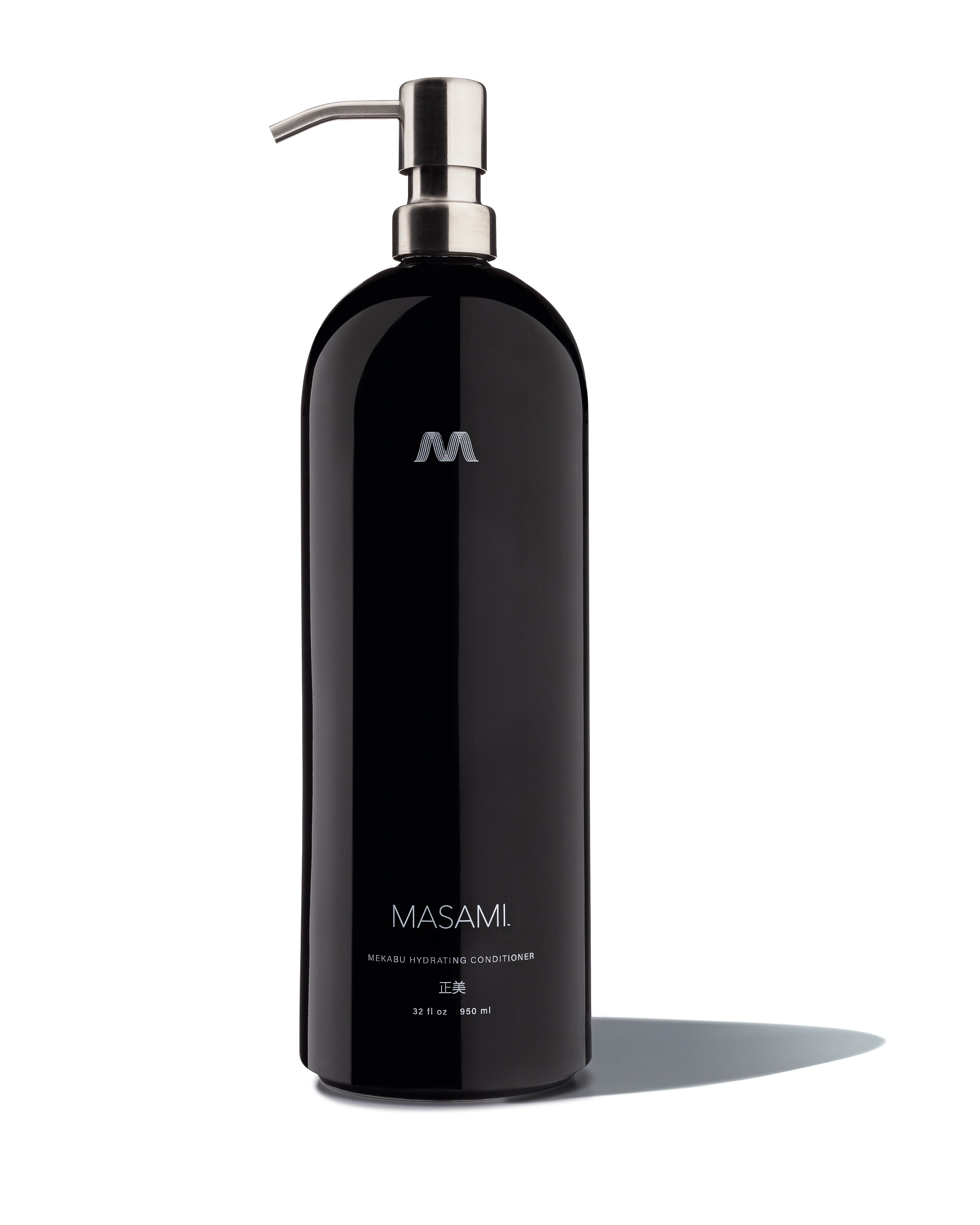 Pro-Ocean Refillable Conditioner Bottle in sleek black ceramic with stainless steel pump, showcasing eco-friendly design and luxurious hair care.