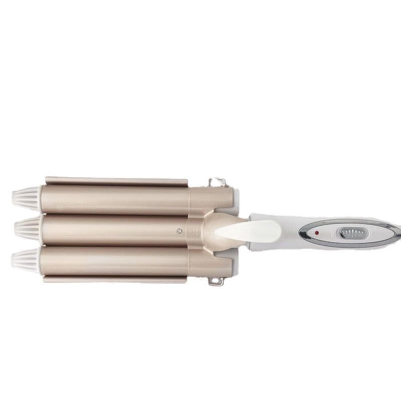 Professional Curling Iron Ceramic Triple Barrel Hair Waver with three barrels for creating stunning curls and waves, featuring adjustable temperature settings.
