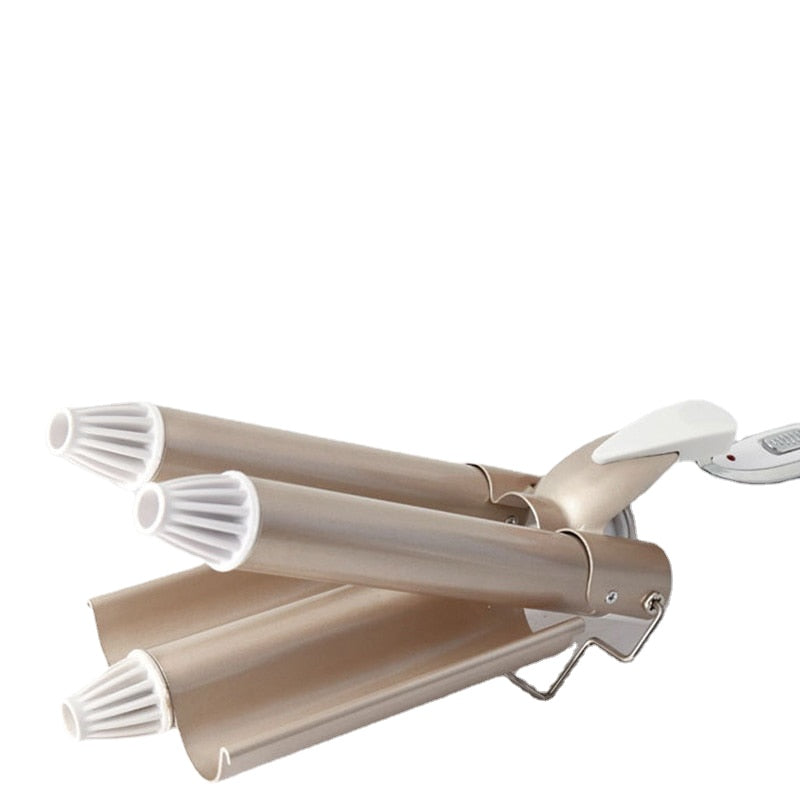 Professional Curling Iron Ceramic Triple Barrel Hair Waver with three barrels for creating stunning curls and waves, featuring adjustable temperature settings.