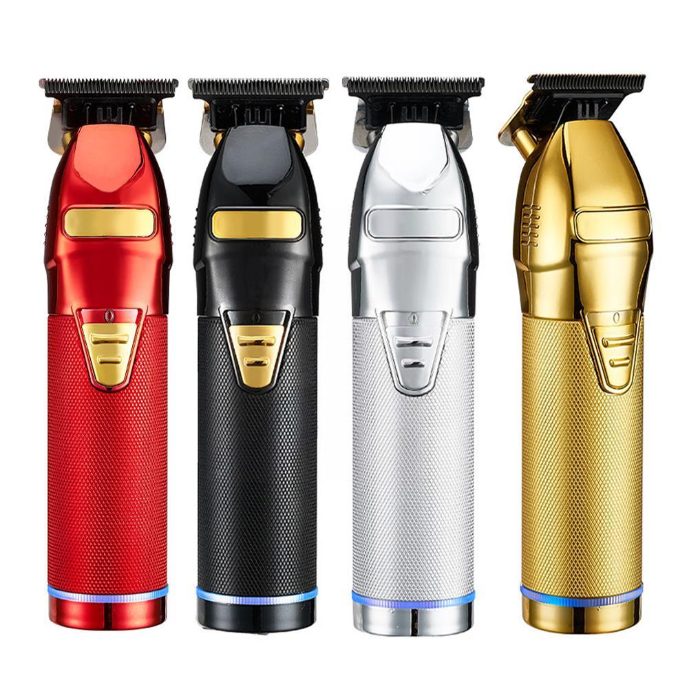 Professional Hair Trimmer Gold for Men, featuring a sleek design and precision T-blades for detailed grooming.