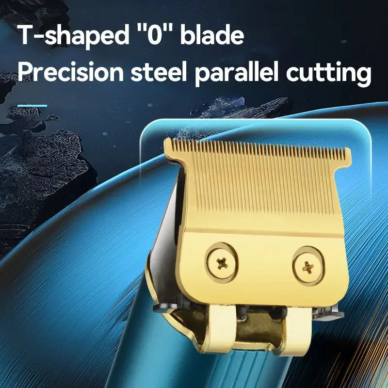 Rechargeable hair clipper for men, featuring a waterproof design and multiple comb attachments for versatile grooming.