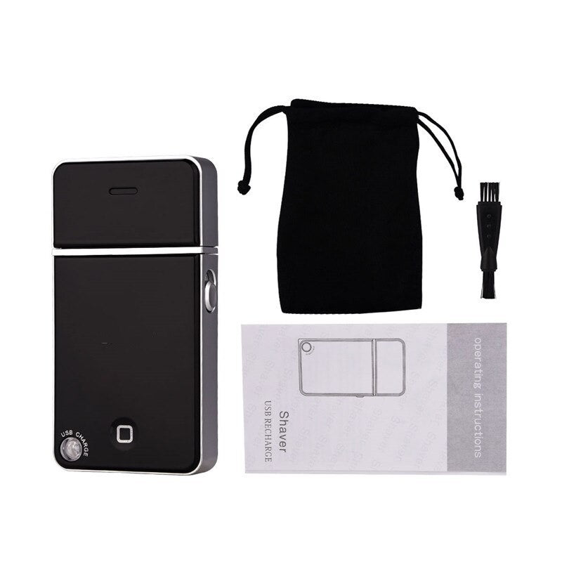 Rechargeable Travel Electric Foil Slim Shaver for men, featuring a sleek design and USB charging capability, ideal for travel and grooming.