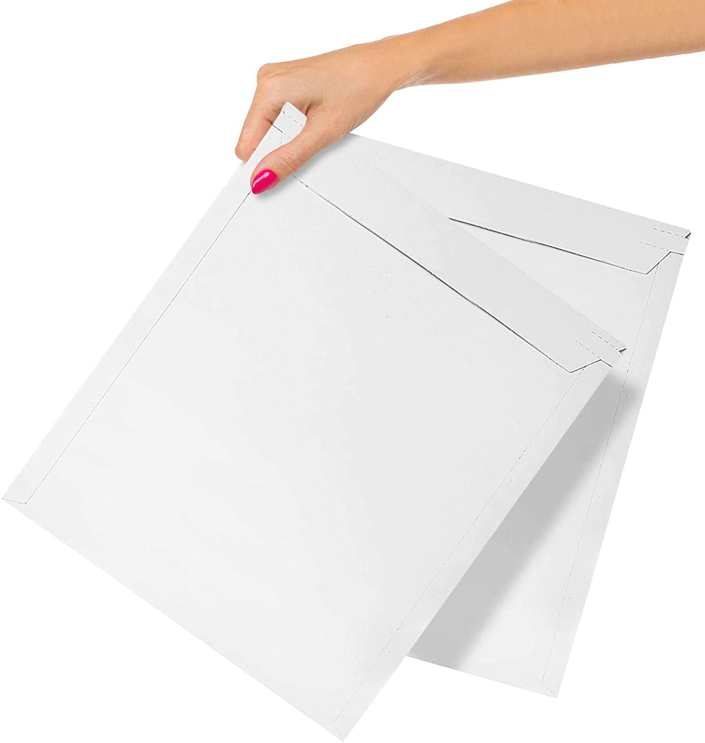 Person holding large white envelopes