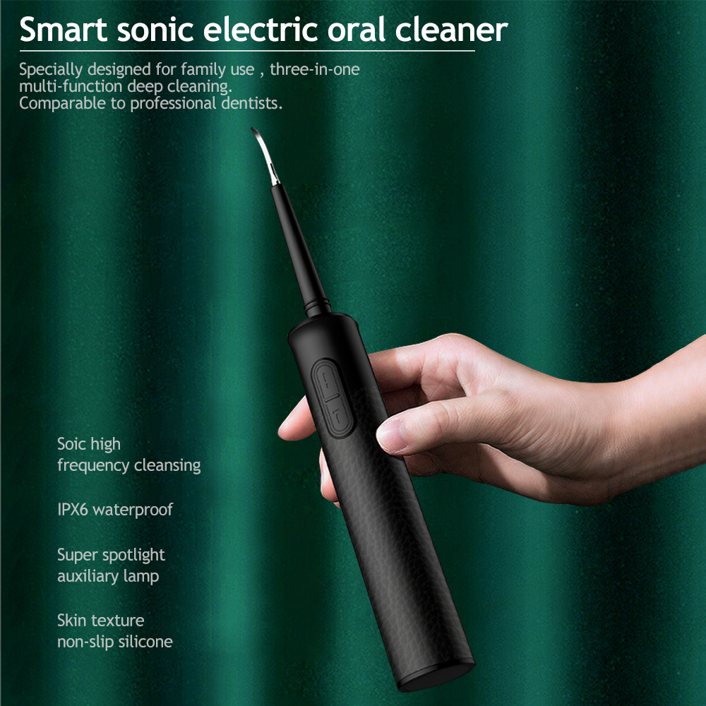 3 in 1 Dental Scaler Ultrasonic Tooth Calculus Remover with replaceable tips and USB charging cable, designed for effective dental care.
