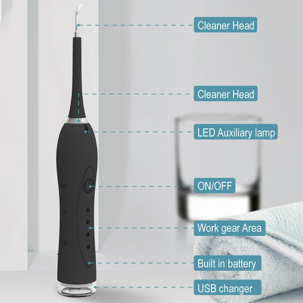 4 Modes Electric Toothbrush Sonic Dental Scaler with USB charging, featuring multiple heads and waterproof design.